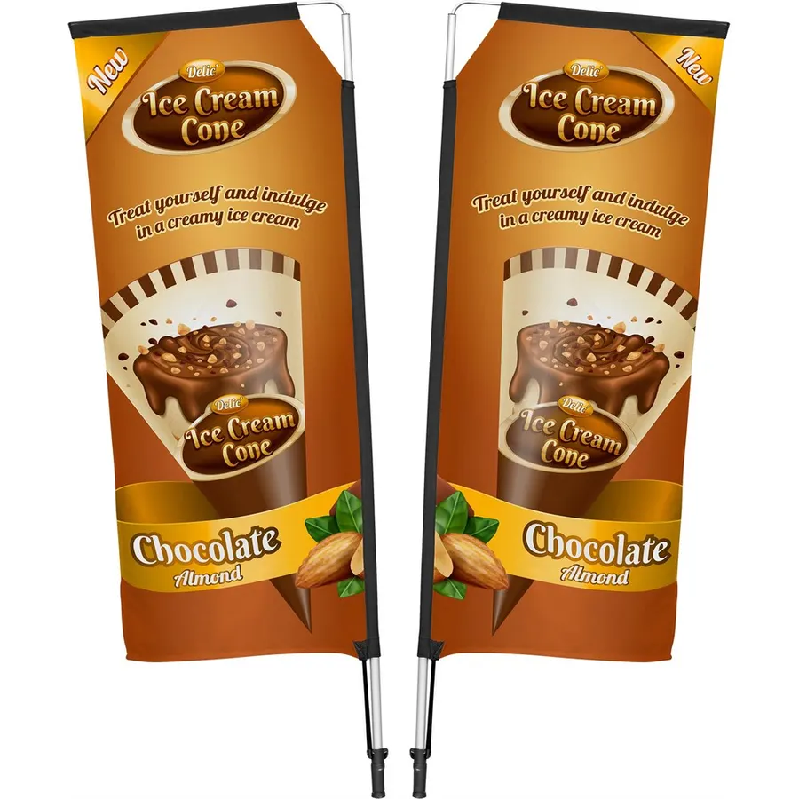 Legend 2M Sublimated Telescopic Double-Sided Flying Banner - 1 complete unit