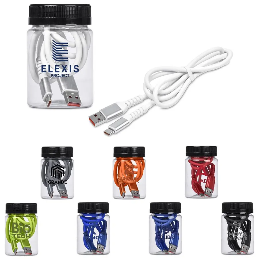 Altitude Capsit Fast Charge USB-A to Type-C Charging Cable in Jar