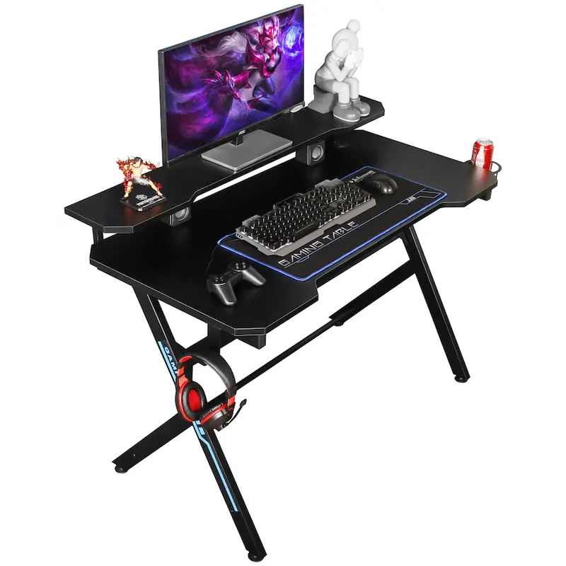 VX Gaming Donahue Gaming Desk - Black with Headphone Hook