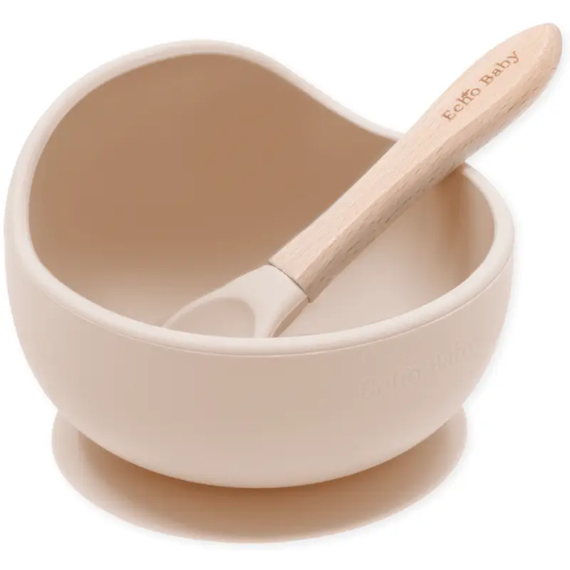 Echo Baby Silicone Suction Bowl and Spoon Set - Ivory