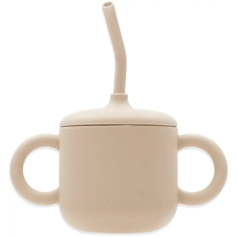 Echo Baby Silicone Training Cup with Straw - Ivory