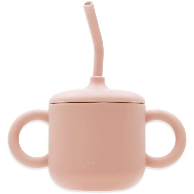 Echo Baby Silicone Training Cup with Straw - Rose