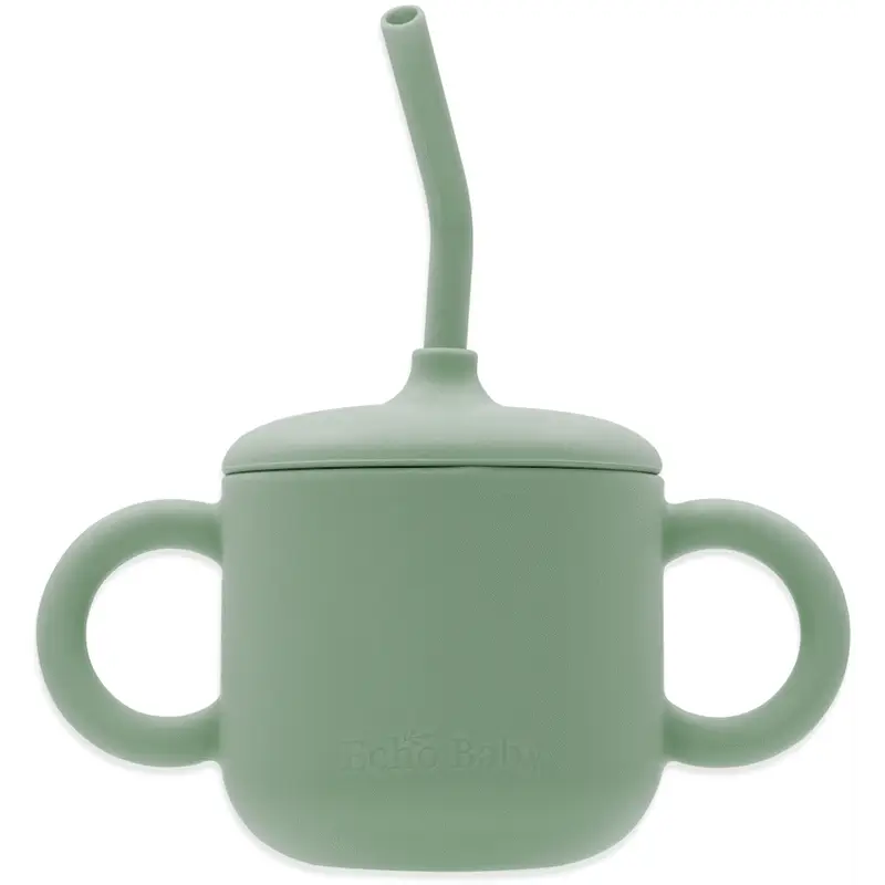 Echo Baby Silicone Training Cup with Straw - Sage