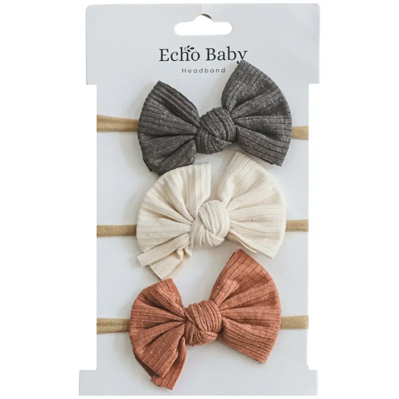 Echo Baby Bow Headbands - Set of 3 (Pebble, Amber, Stone)