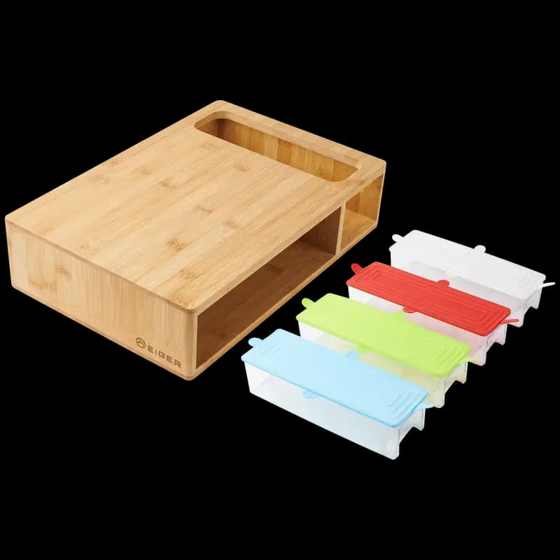 EIGER BAMBOO CUTTING BOARD WITH STORAGE DRAWERS