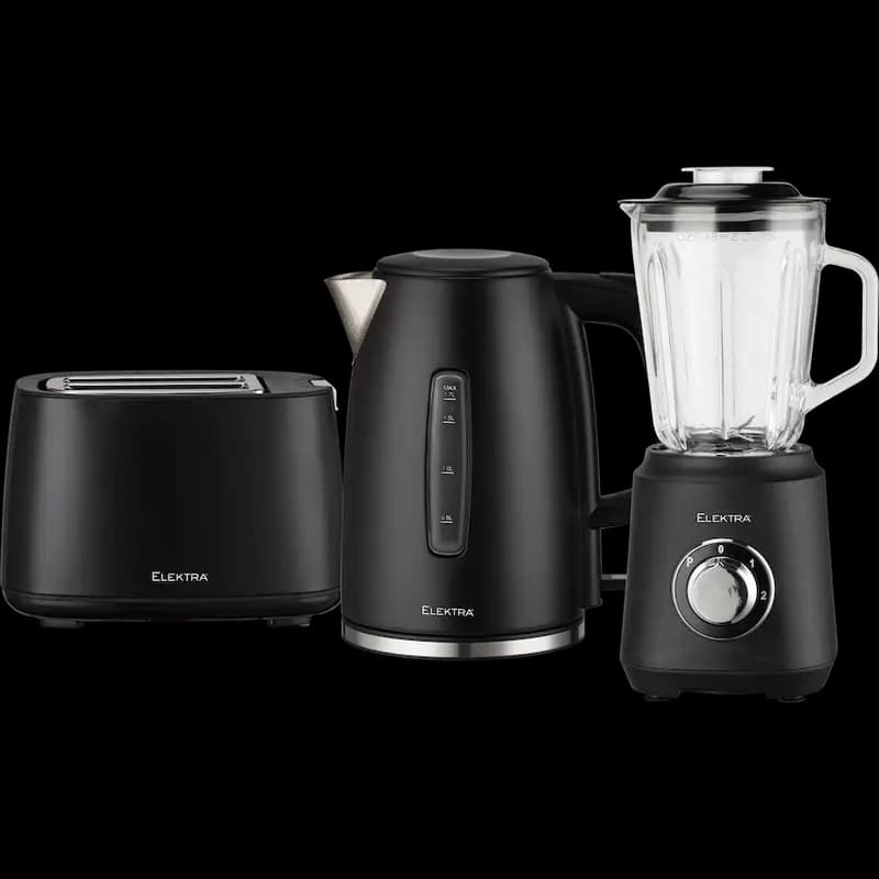 Elektra Kettle, Toaster and Blender Breakfast Set - Black