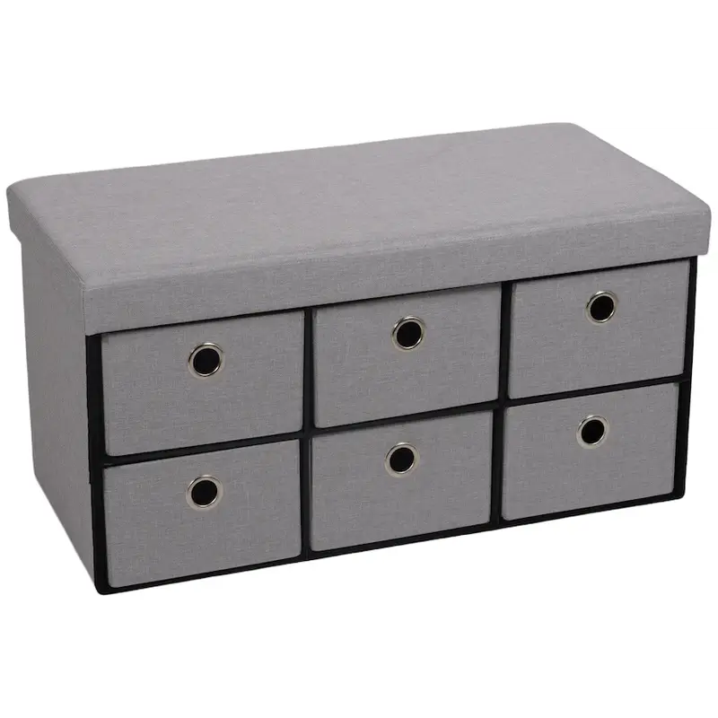 Foldable Storage Ottoman with Six Drawers
