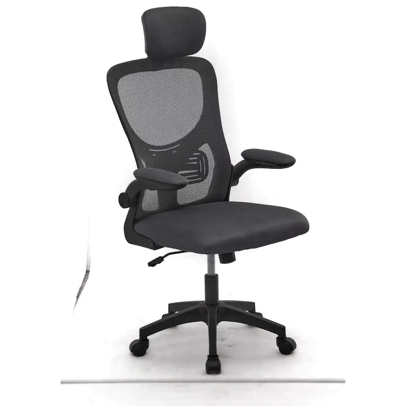 Everfurn Kira High Back Office Chair with Headrest - Grey with Black Frame