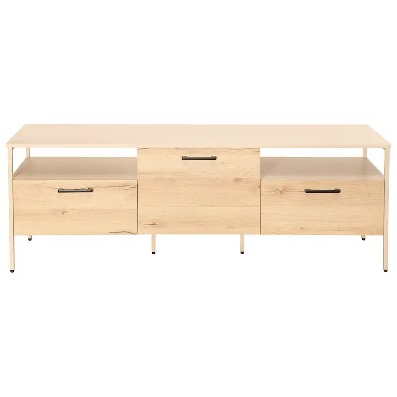 Everfurn Ellen TV Stand - Melamine - Powder-Coated Steel Frame - 2 Drawers - Storage Cabinet