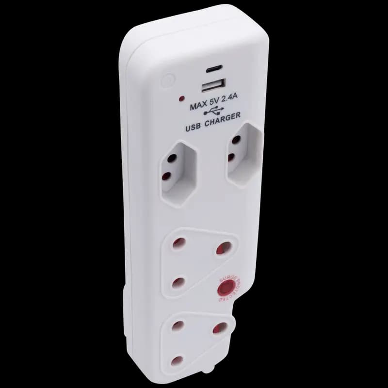 Ellies 4 Way Medium Surge adaptor with type C + USB