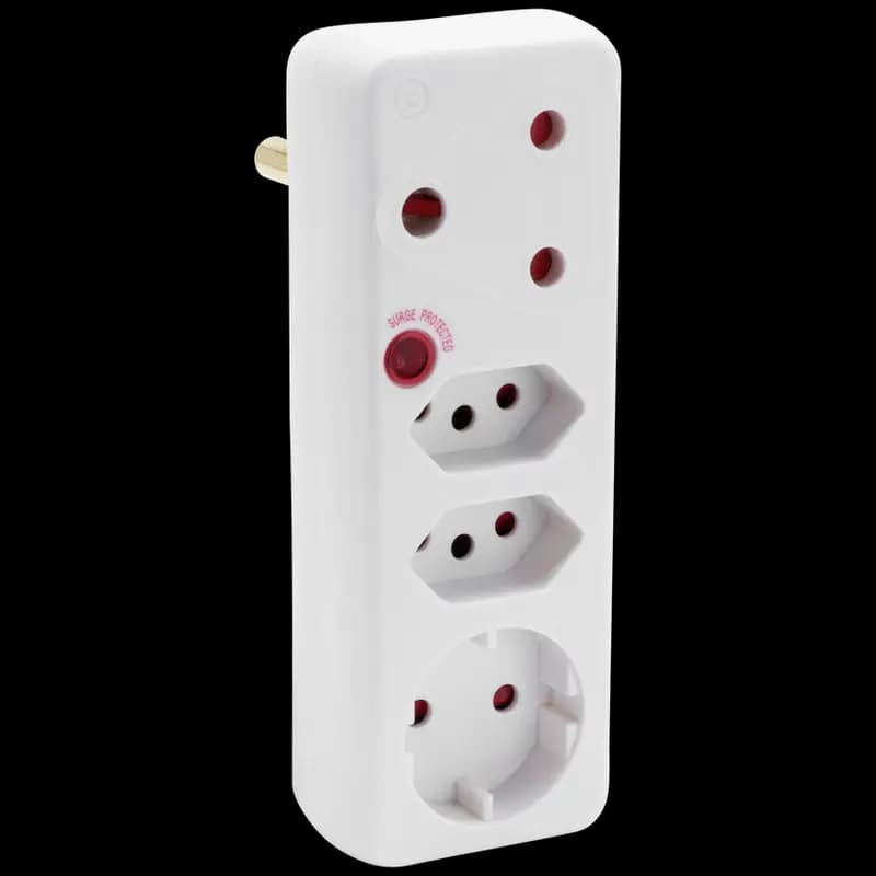 Ellies 4-Way Medium Surge Adaptor with Schuko - White