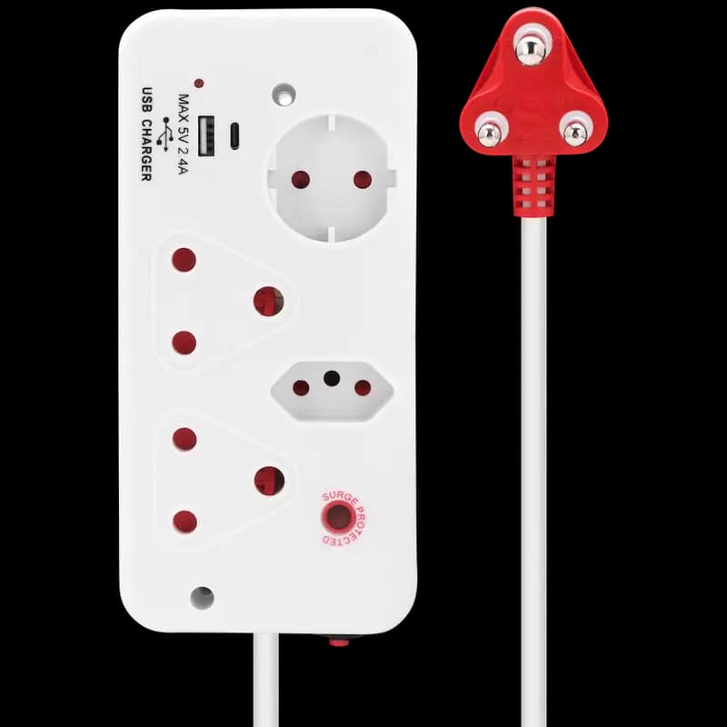 Ellies 4-Way Medium Surge Multiplug with USB-A+USB-C 0.5m
