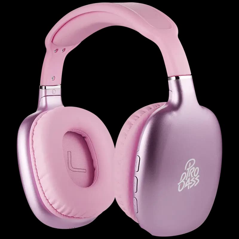 Pro Bass Retro Bluetooth Wireless Headphone with PU Case - Pink