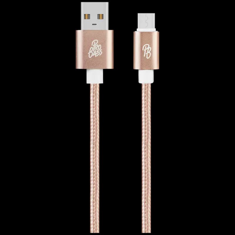 Pro Bass Braided Series Micro USB Cable - Pastel Pink 1.5m