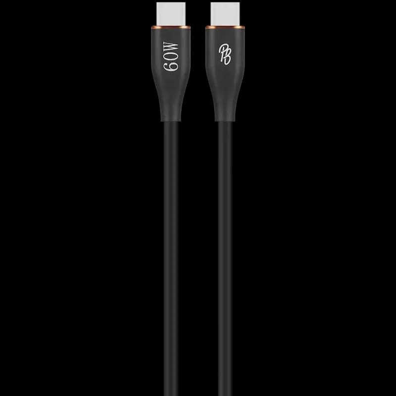 Pro Bass FlexiCord Series 2m 60w Type-C to Type-C Charging Cable - Black