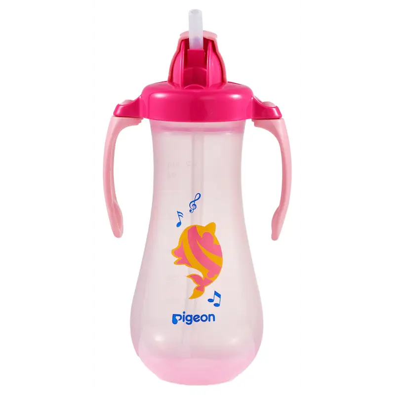 Pigeon Tall Straw Bottle - Pink