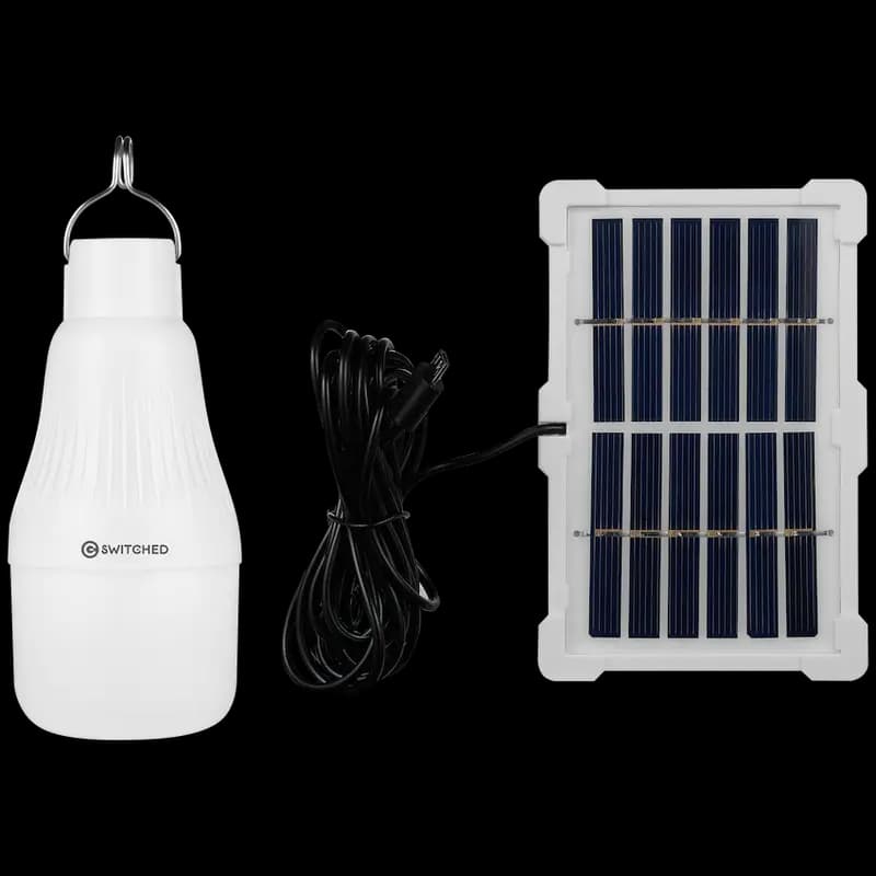 Switched Solar-Powered LED Light Bulb, Solar Panel Included