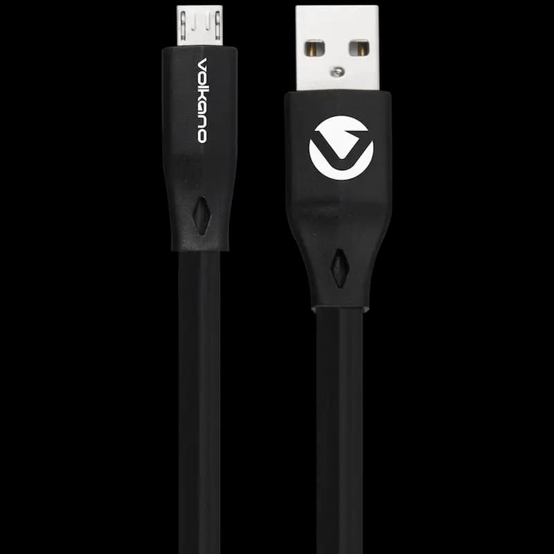 Volkano Slim Series Flat PVC Micro USB Cable 1.2m - Black