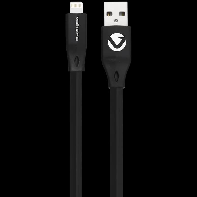Volkano Slim Series Flat PVC Lightning Cable 1.2m - Black