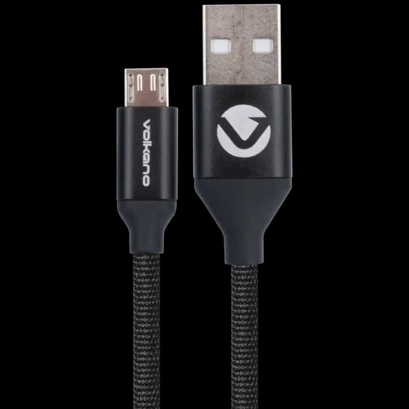 Volkano Weave Series Fabric Braided Micro USB Cable 1.2m - Black