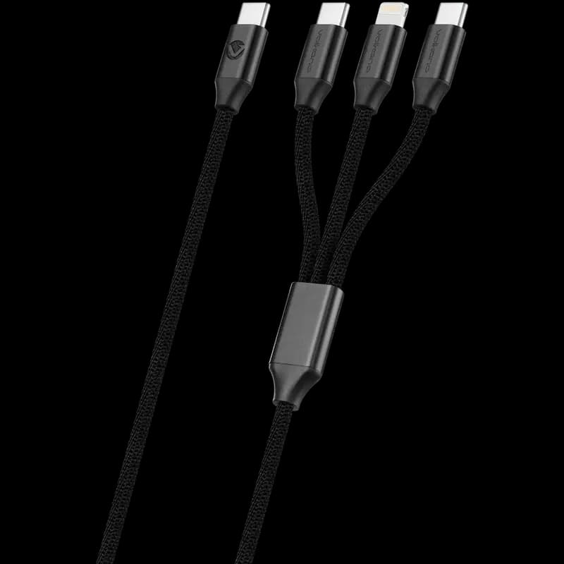 Volkano Weave Series 65w 3-in-1 Charge Cable - Black