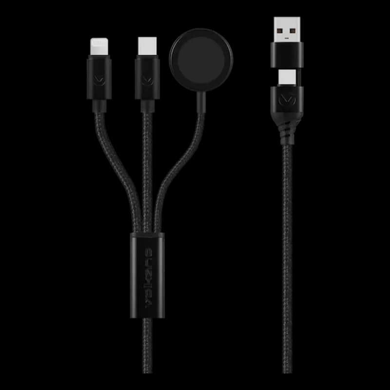 Volkano Weave Series 100W Braided 5-in-1 Charge and Data Cable 1m - Black