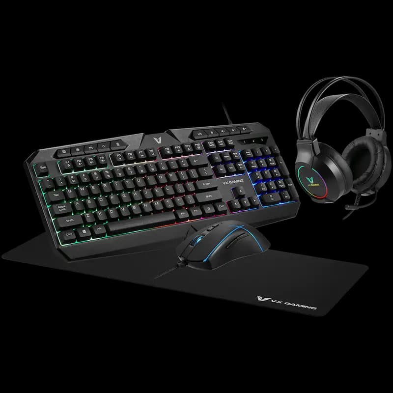 VX Gaming Heracles Series 4-in-1 Combo KB, Mouse, Mousepad, Headset